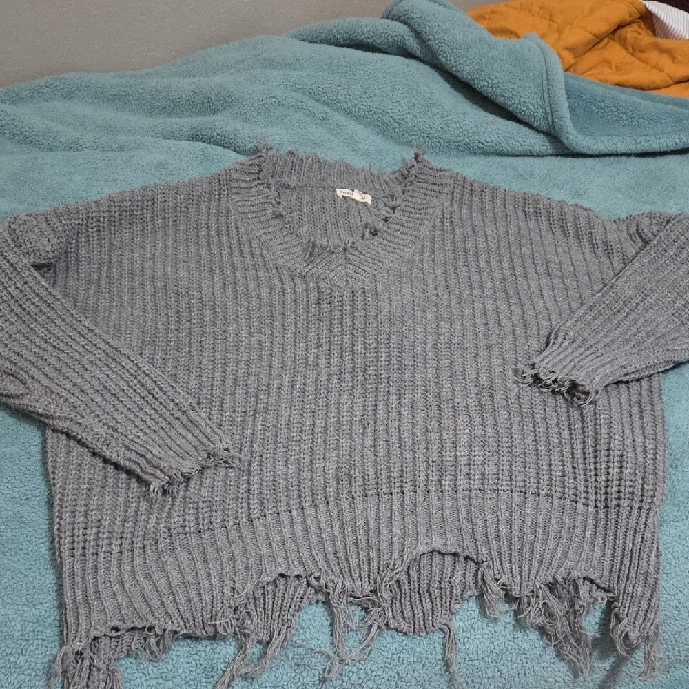 Main Strip Charcoal V-Neck Sweater